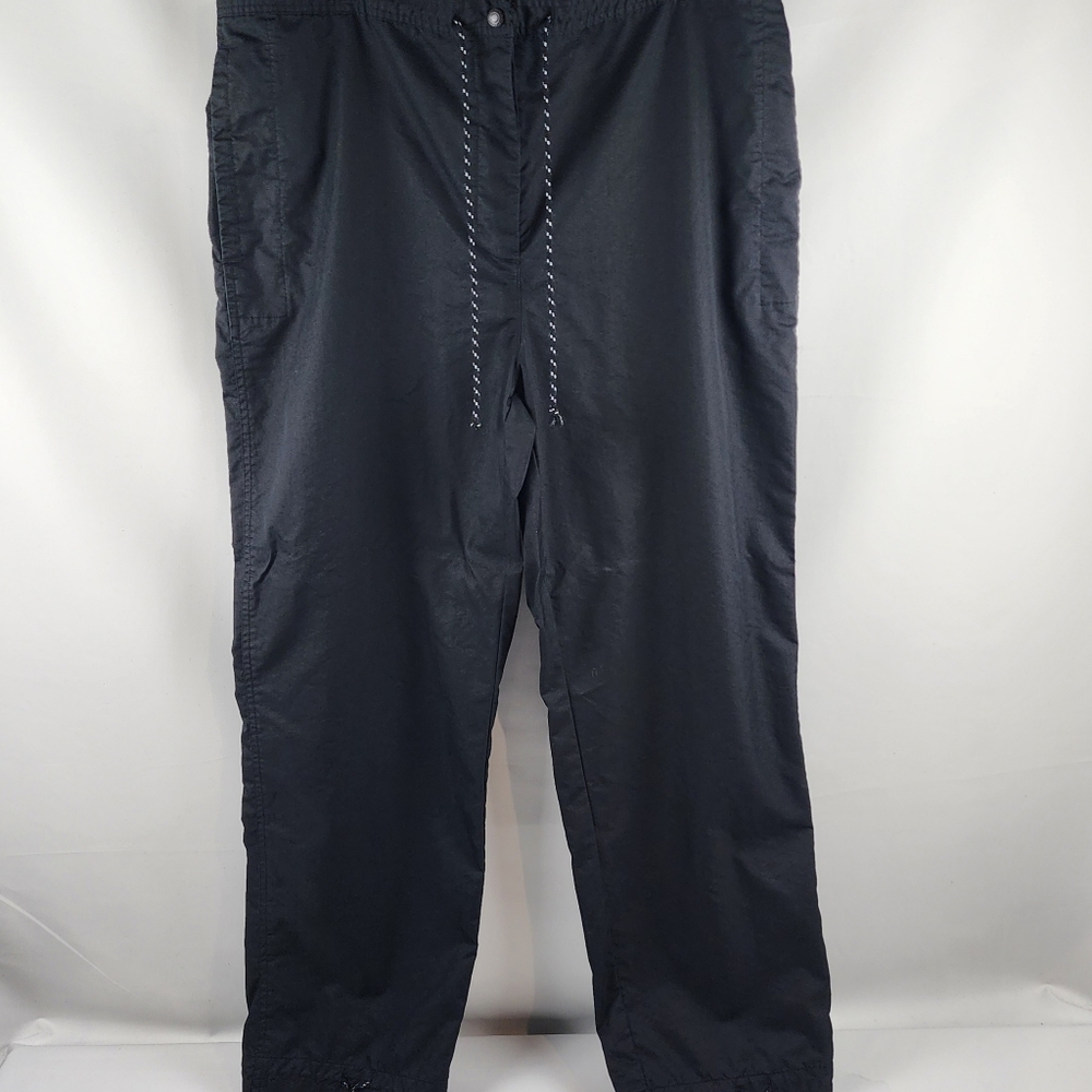Lauren Ralph Lauren Pants Womens 1X Black Drawstring Ankles Hidden Button Fly